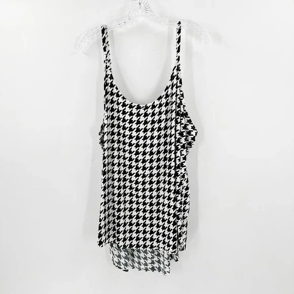 Women's Black and White Houndstooth Top - Picture 3 of 12